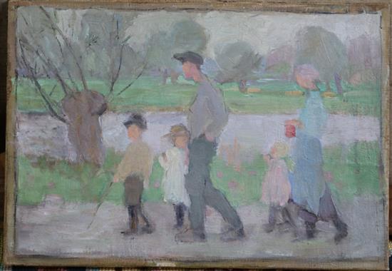 Dutch School c.1900 Figures alongside canals 15 x 20.5in. & 8 x 11.5in., unframed